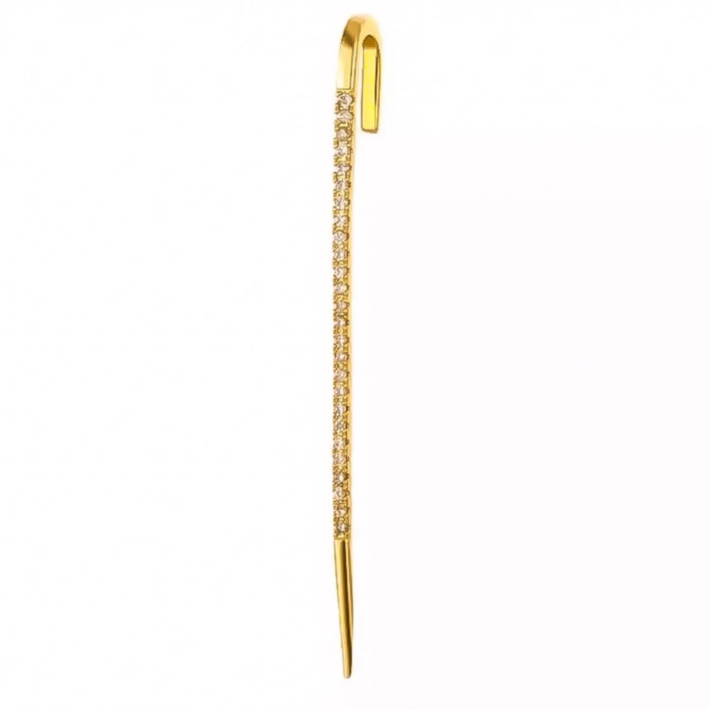 ⚜️𝟯𝟬%𝗢𝗙𝗙 𝗯𝘂𝗻𝗱𝗹𝗲𝘀 𝟯+⚜️ NEW CZ Gold Bar Posh Ear Hook Crawler Earring - Picture 8 of 10